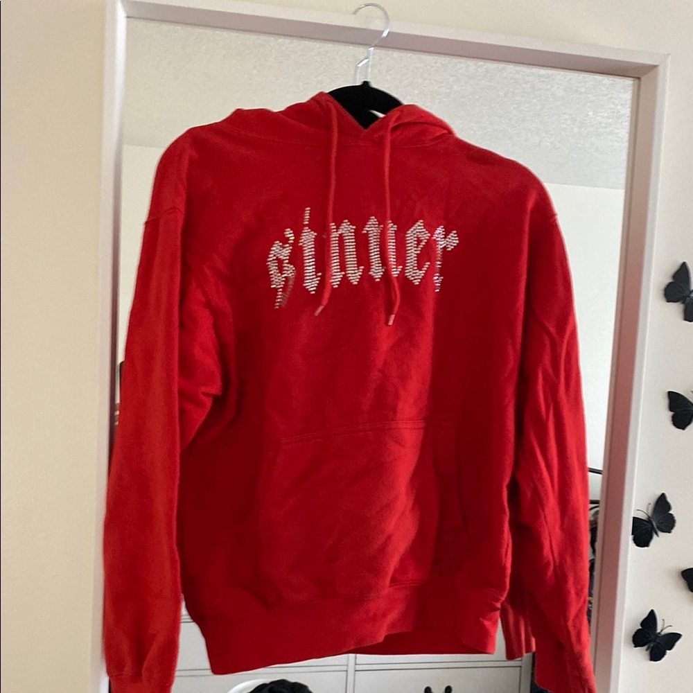 Red rhinestoned hoodie